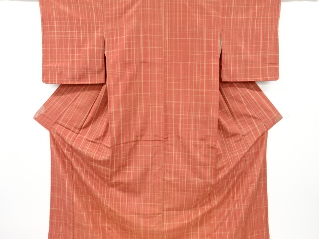 JAPANESE KIMONO / ANTIQUE KIMONO / SILK / TSUMUGI / WOVEN GRID